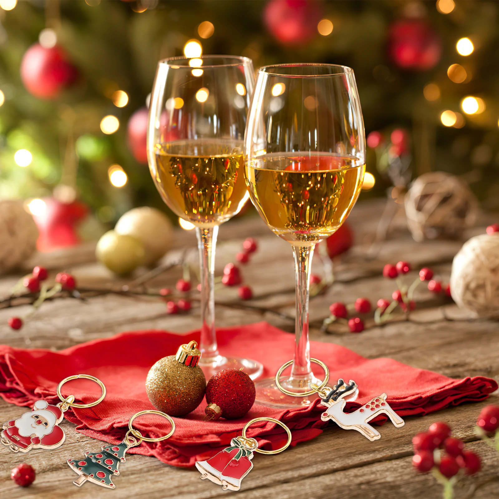 

Tasting Party Favors Wine Glass Marker Christmas Glasses Label Ring Drink Markers Alloy