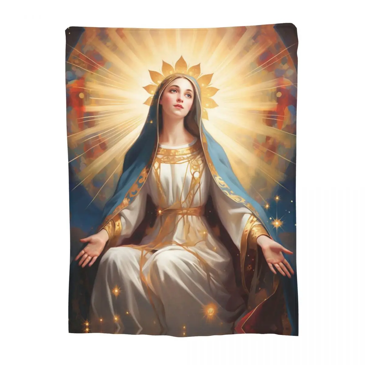 Bible Gifts Mary The Mother Of God Merch Blanket Flannel Home Catholic Saint Christ Healing Throw Blankets Cozy Ultra-Soft