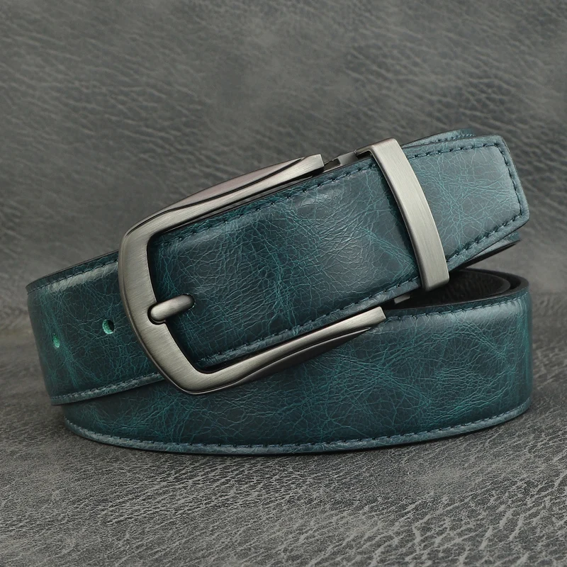 High quality pin buckle genuine leather fashion designers belts men casual luxury gray Cowskin young men ceinture homme B584