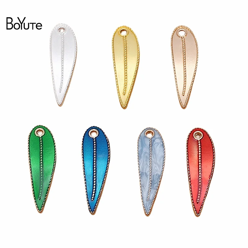 

BoYuTe (100 Pieces/Lot) 9*29MM Dripping Oil Bamboo Leaf Charms Handmade DIY Alloy Jewelry Accessories