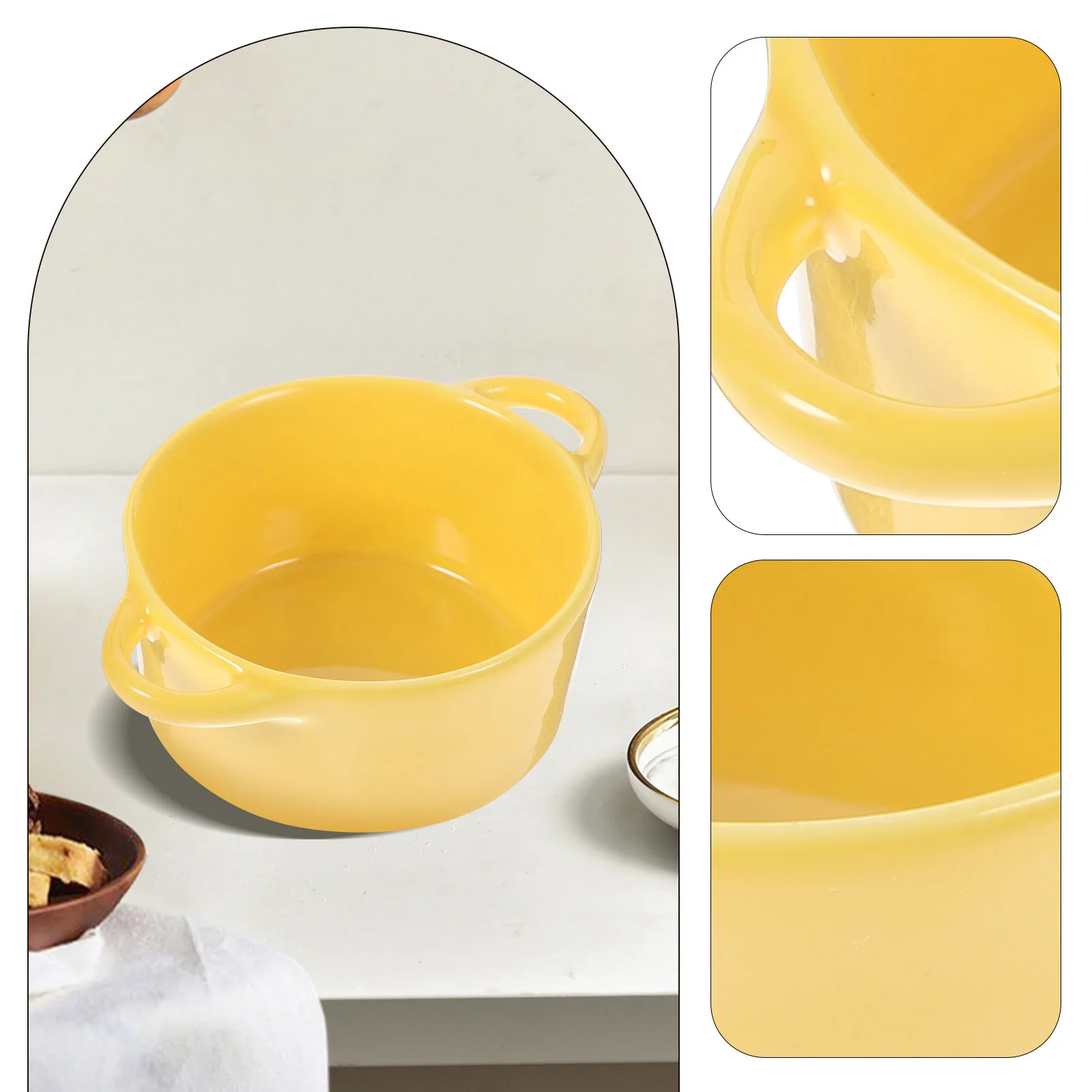 1 قطعة وعاء بودنغ السيراميك مقبض مزدوج متعدد الأغراض تكنولوجيا صب متكاملة سطح أملس أطباق السيراميك أطباق الحلوى