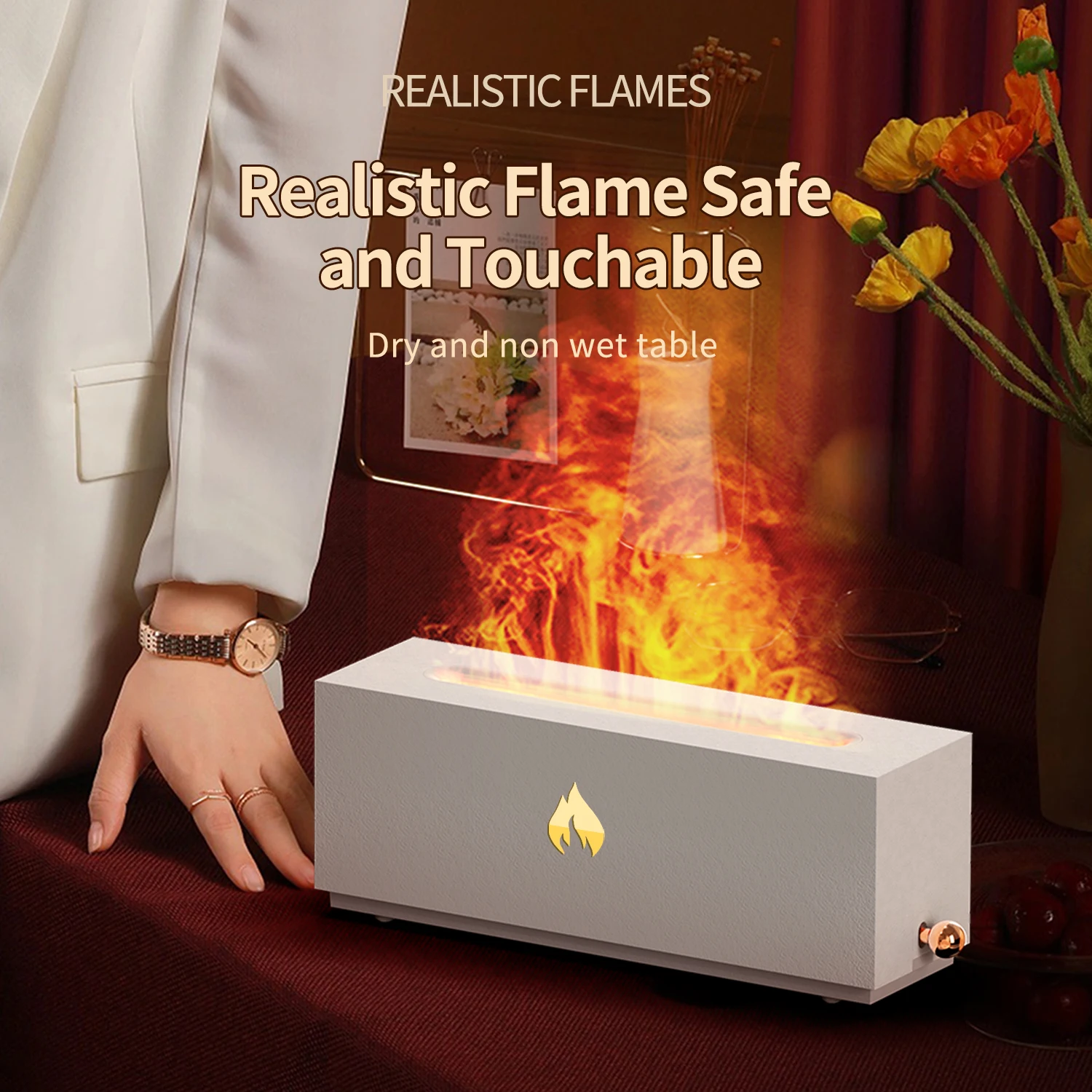 Аромадиффузор с эффектом пламени, 320 мл, ультразвуковой распылитель тумана, распылитель цветных вулканических эфирных масел, увлажнитель воздуха в спальне