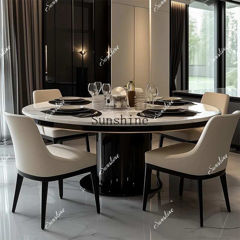 Modern round dining table household marble ultra-microcrystalline stone custom large apartment living room household  FT