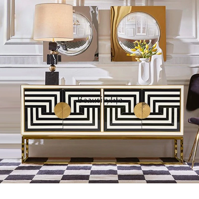 

02 American light luxury door cabinet, living room decoration high-end storage locker