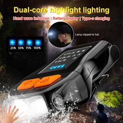 Mini faro con Clip para exteriores, luz con Sensor inteligente, resistente al agua, linterna de pesca nocturna, lámpara de cabeza portátil, herramienta de iluminación