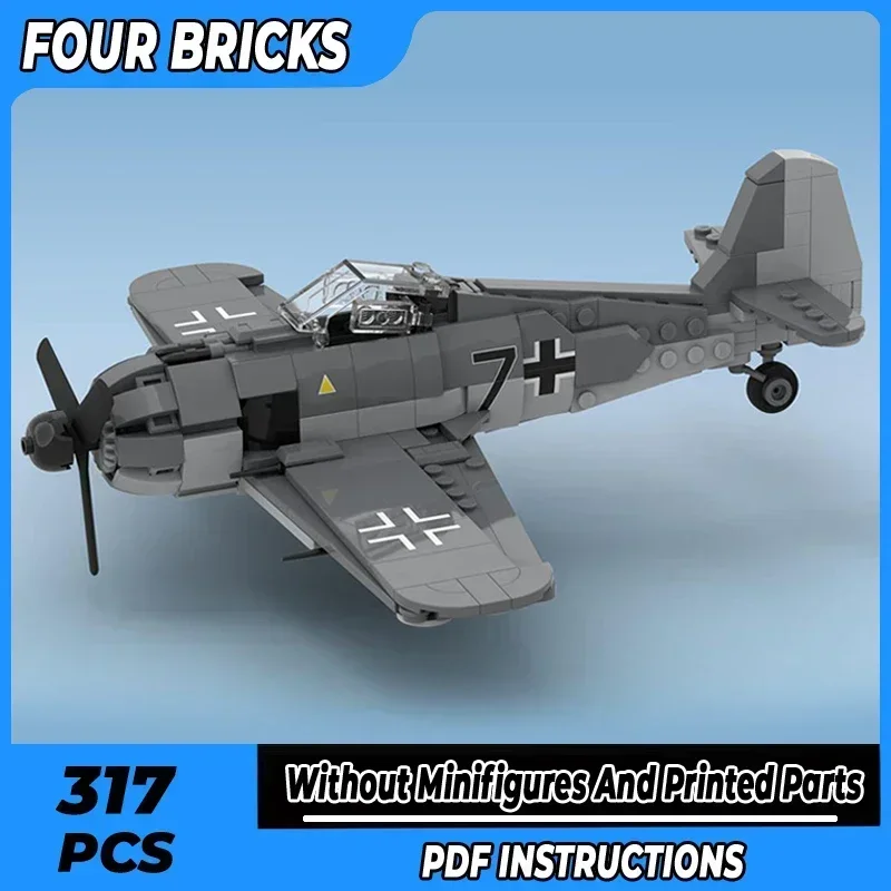 

Moc Building Bricks Bomber Model Fw 190 A-8 German Fighter Technology Modular Blocks Gifts Christmas Toys DIY Sets Assembly