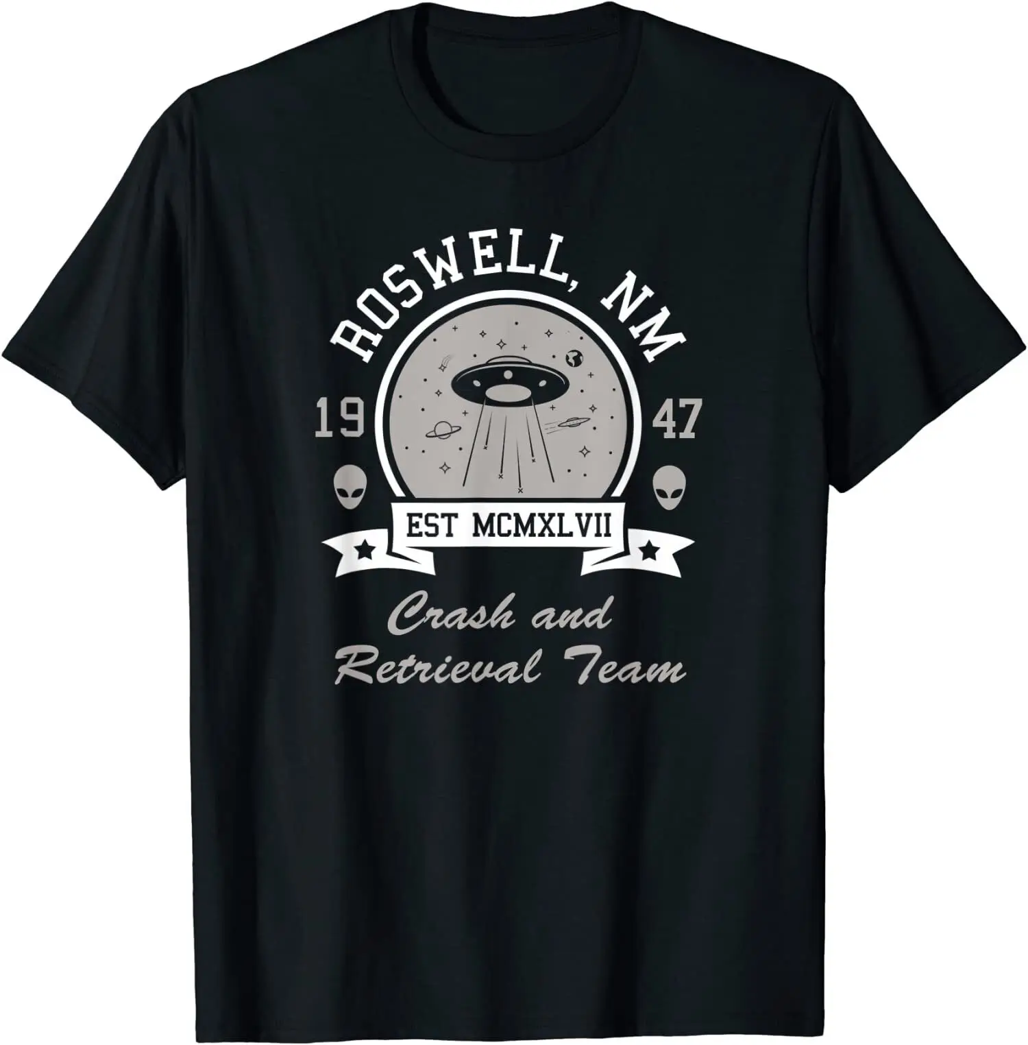 Roswell Ufo New Mexico Crash and Retrieval Funny Fashion Top Tee T Shirt Short Sleeve Cotton Men's Crew Neck Printed Tee