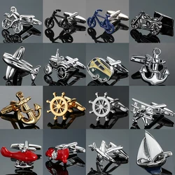 High quality bus bicycle motorcycle boat anchor airplane cufflinks men's wedding French shirt cuffs, boat anchor cufflinks