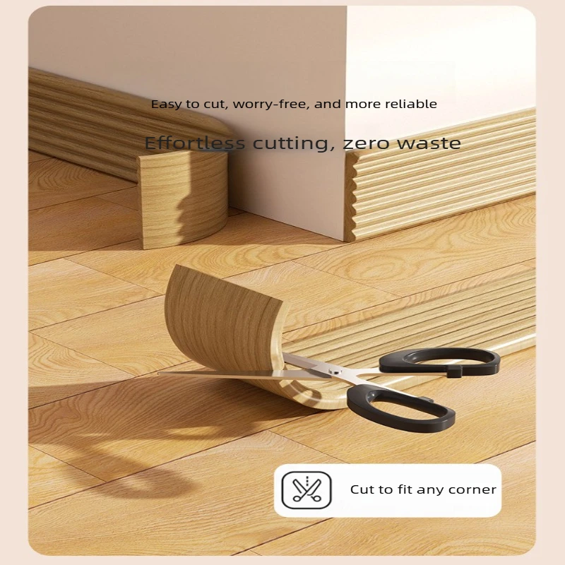 

2M Wood grain Waterproof enclosure Self adhesive Skirting Line 3D Wall Sticker Thickened Anti-collision Decoration Corner Line