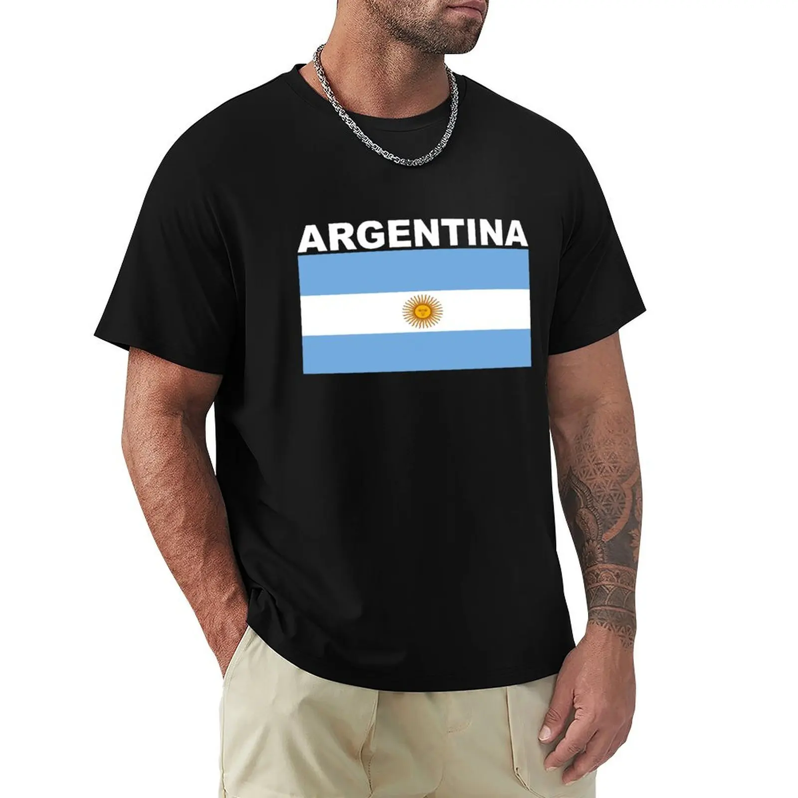 

Flag Of Argentina T-Shirt blacks anime clothes Short sleeve tee men clothings