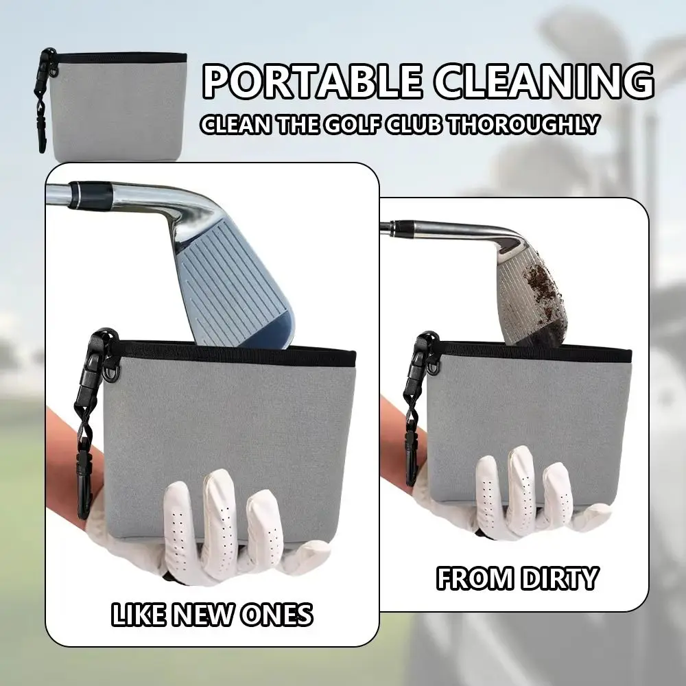 Portable Golf Club Cleaning Bag with Fabric Washable Golf Cleaning Bag Water Resistant Durable Golf Ball Wash Bag Golfers