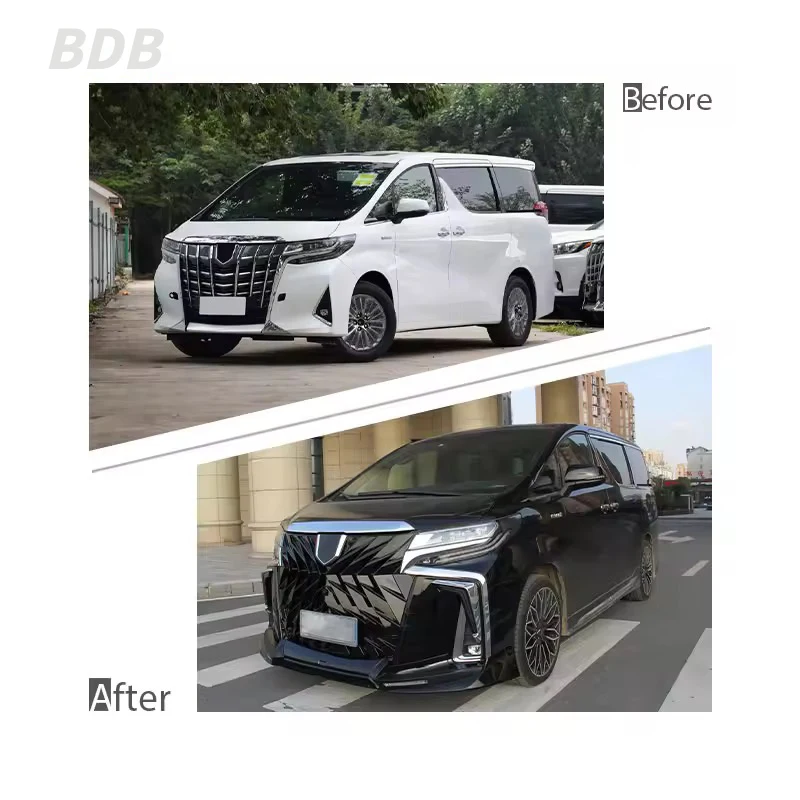 

For 2018-2022 for Toyota Alpha Upgraded for TRD LED Headlights with Customized Black Gold Center Net and Small Surround
