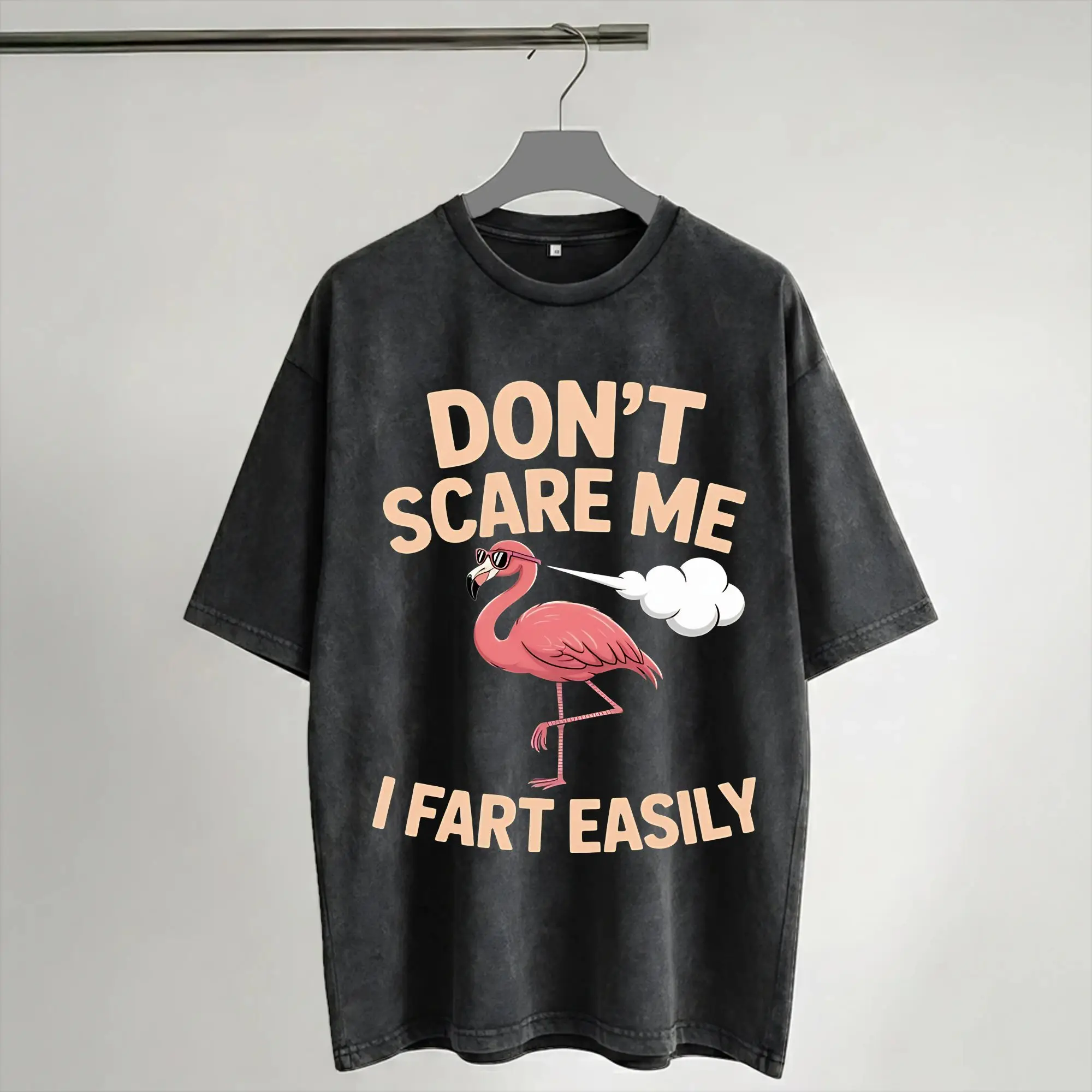 Don't Scare Me I Fart Easily Funny Sarcasm Funny Chicken Apparel Washed T Shirt for Men Women Streetwear Hip Hop T-Shirt Shirt