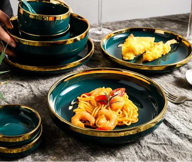 Nordic Phnom Penh Ceramic Dishes Set Home Rice Bowl Soup Bowl Plate Set Creative Phnom Penh Tableware Set