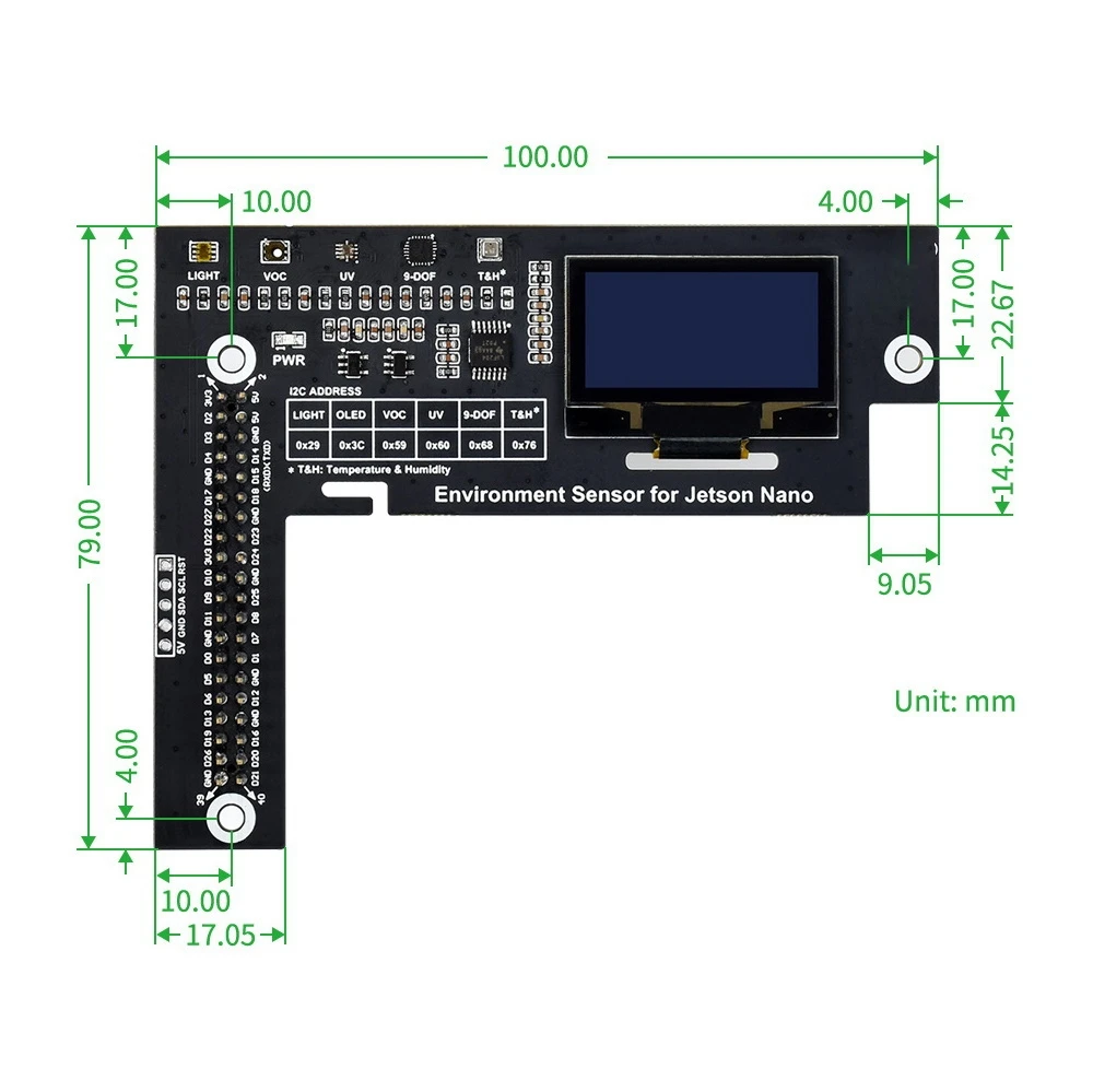 Environmental Sensor for Jetson Nano Eco Sensor Expansion Board I2C Interface Communication Special for Jetson Nano