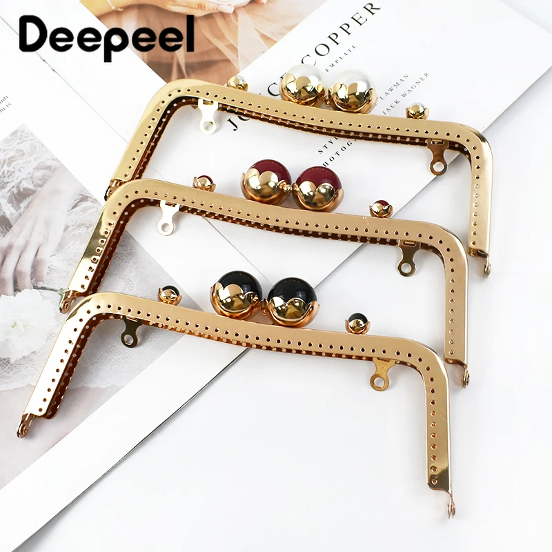 1/2/3/5Pcs 20cm Metal Bag Handle Retro Pearl Kiss Clasp Lock Buckle Purse Frame DIY Sewing Handbag Brackets Hardware Accessories