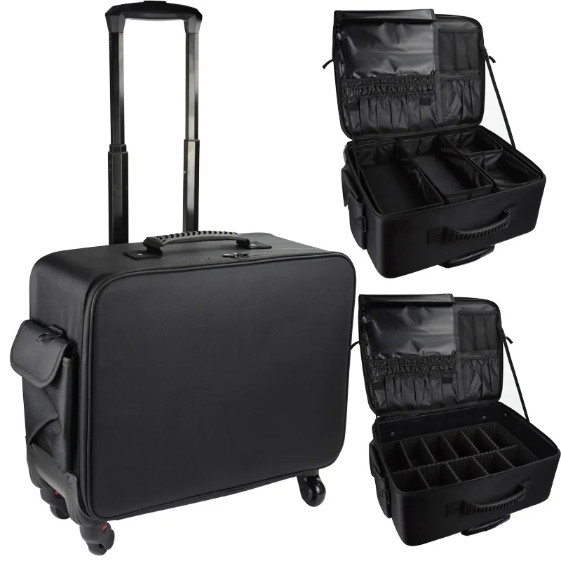 

Large Capacity Professional Storage Trolley Luggage Makeup Box Bag Suitcase Wash Bag Beauty Manicure Tool Box Styling Toolbox