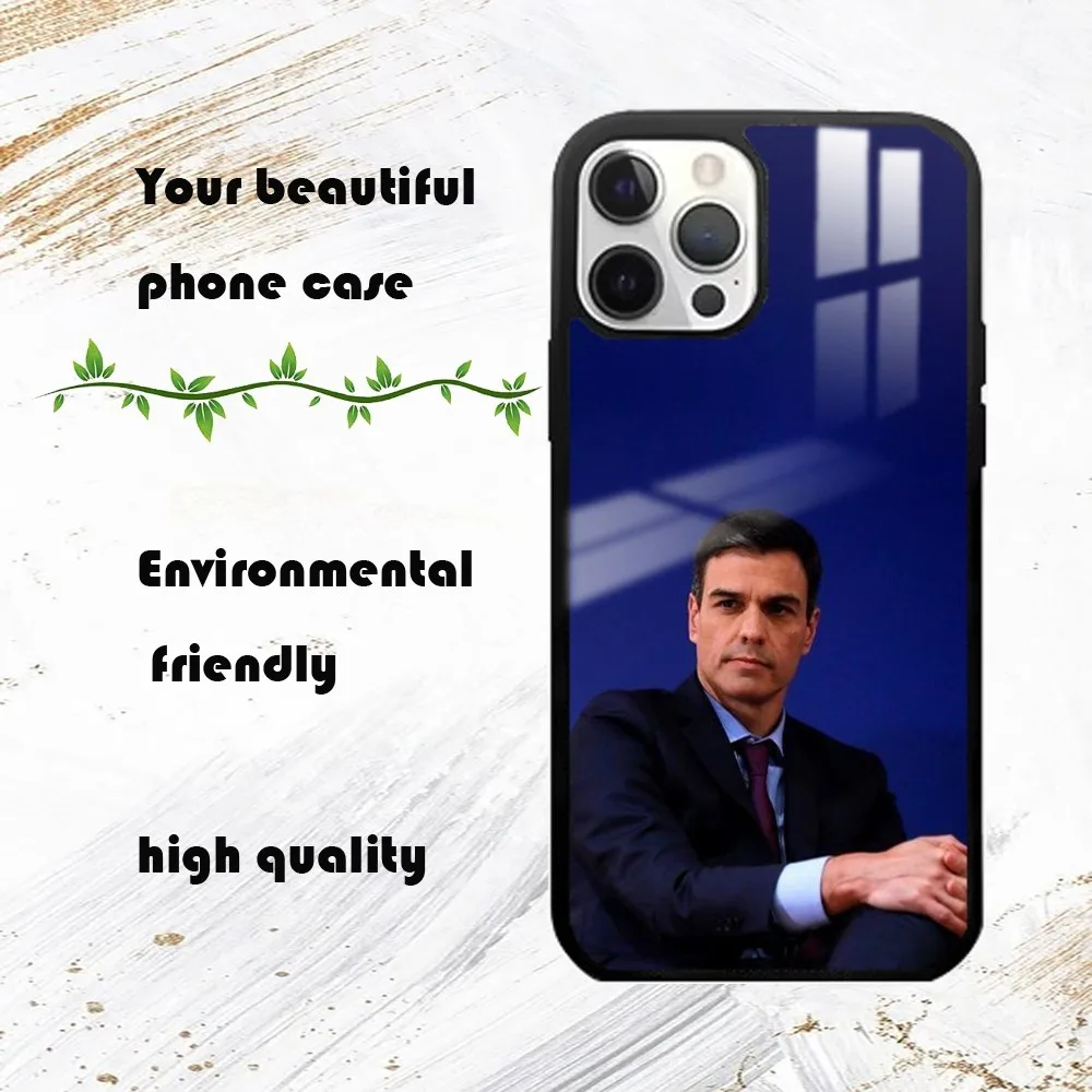 Spanish Pedro Sanchez Phone Case For iPhone 16 15 14 13 12 11 Pro Max Plus Mini PC Fashion mirror phone case