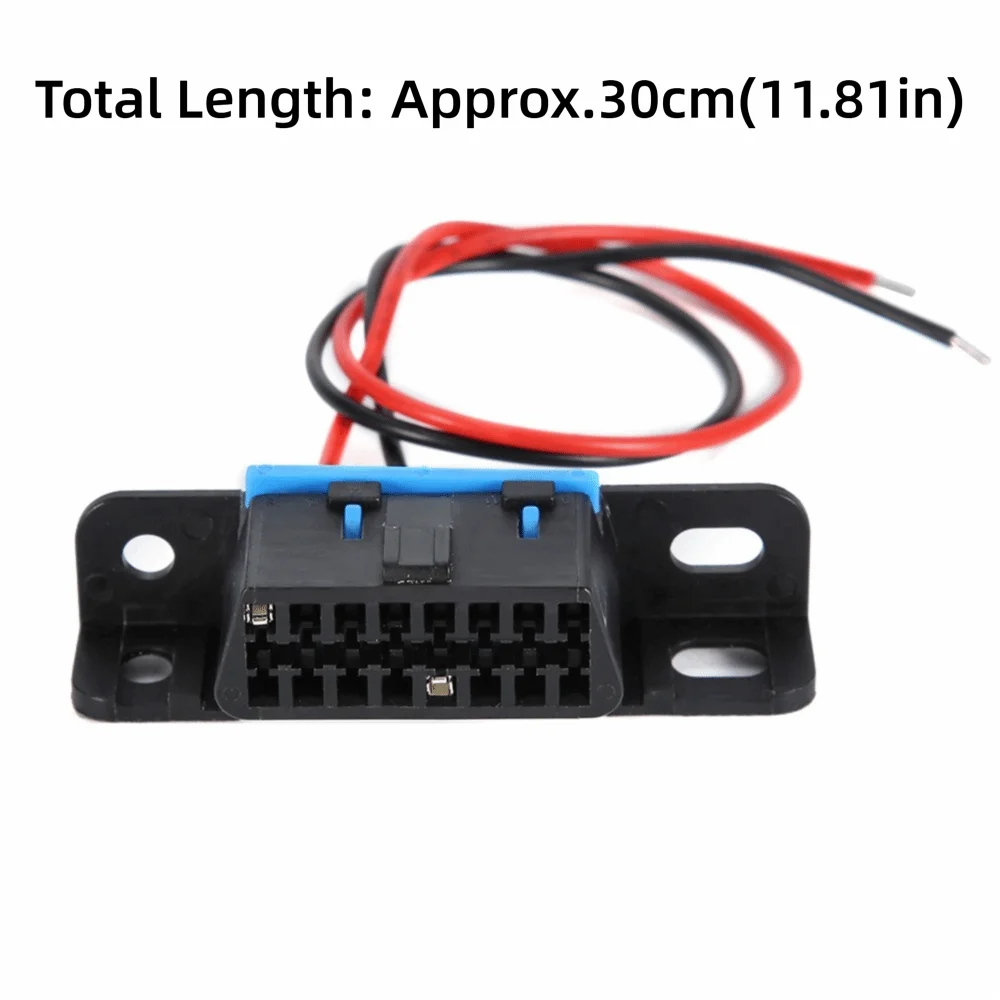 Female Connector OBD2 Female Plug Pre-Soldered Lead Wires Dual-Hole Mount Bracket OBD2 Power Cable Universal Adjustable