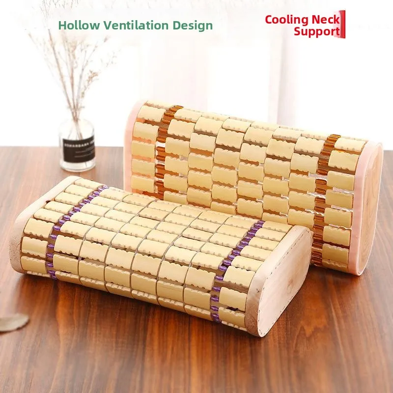 Summer Cool Bamboo Hollow Pillow  Wood Bamboo Woven Breathable Single Person Sweat Steam Mahjong Pillow Adult Bamboo Pillow