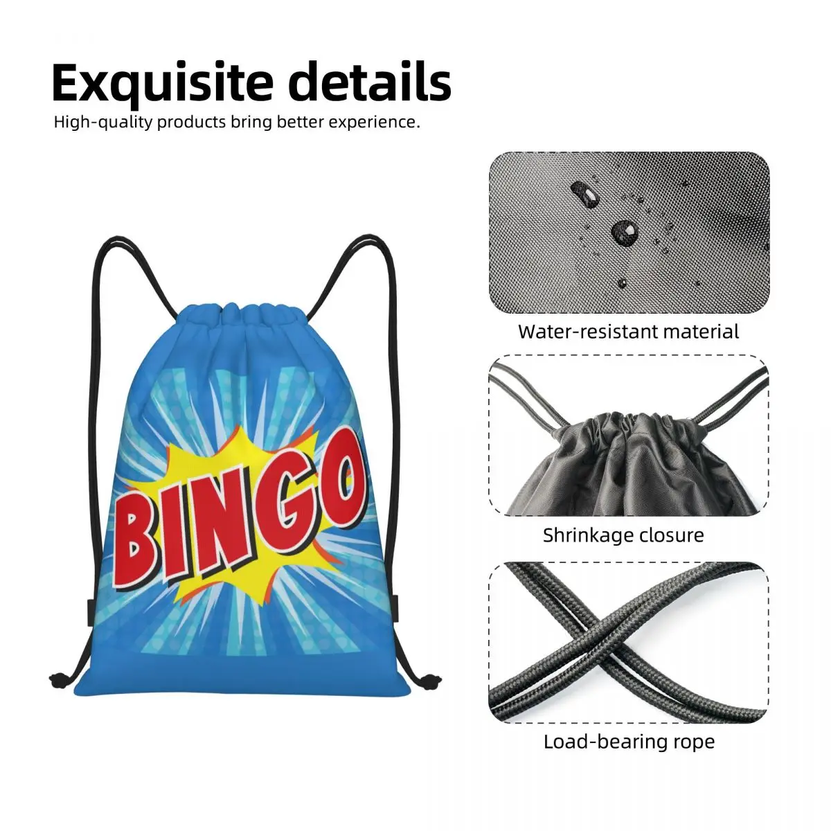 Custom Hot Game Bingo Drawstring Bags para mulheres e homens, mochila esportiva portátil Gym, mochilas de treinamento