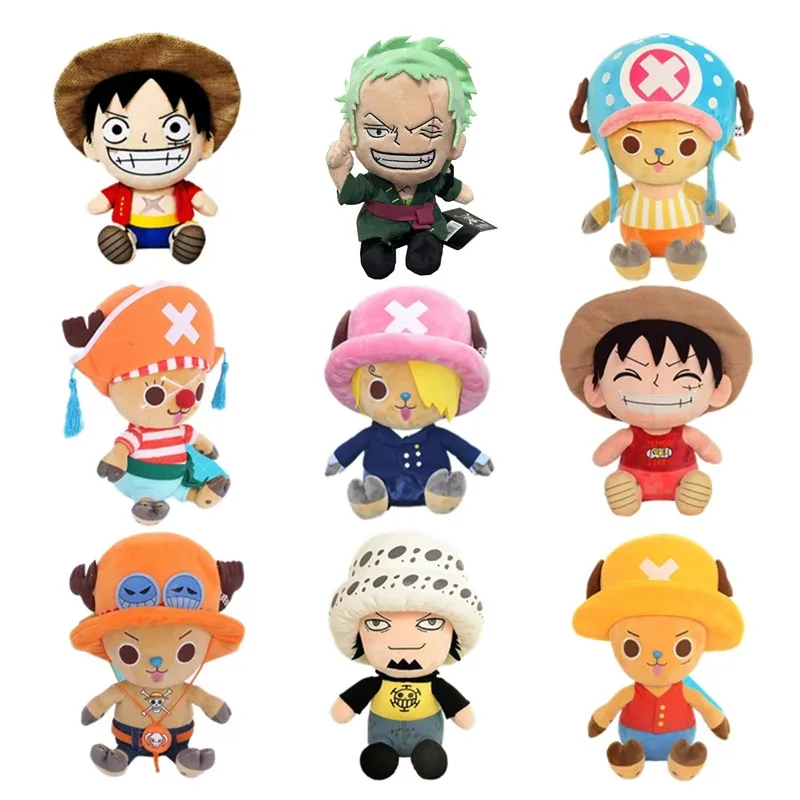 

25cm One Piece Plush Toys Anime Figures Luffy Chopper Zoro Ace Law Cosplay Cute Dolls Cartoon Stuffed Pendants Kids Xmas Gifts