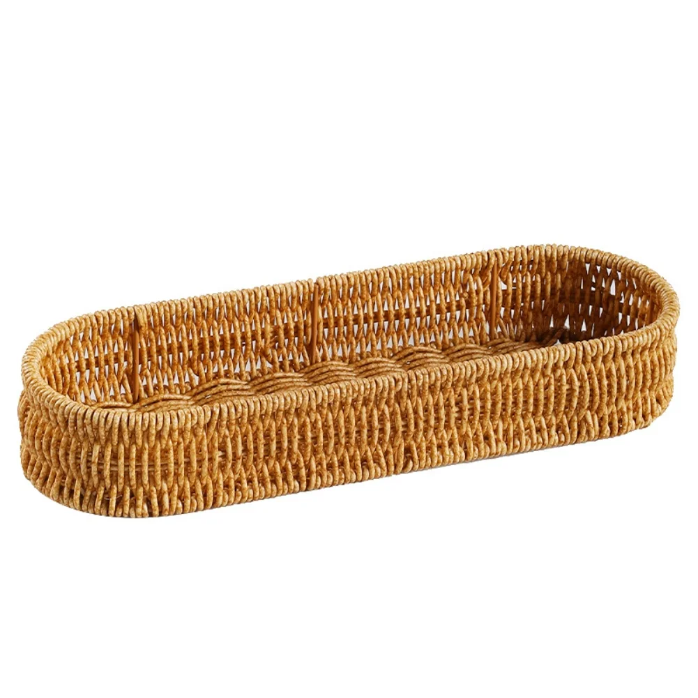 

Корзина ручной работы для обеденного стола, коричневая, плетеная, органайзер для столовых приборов, ручная работа мастера