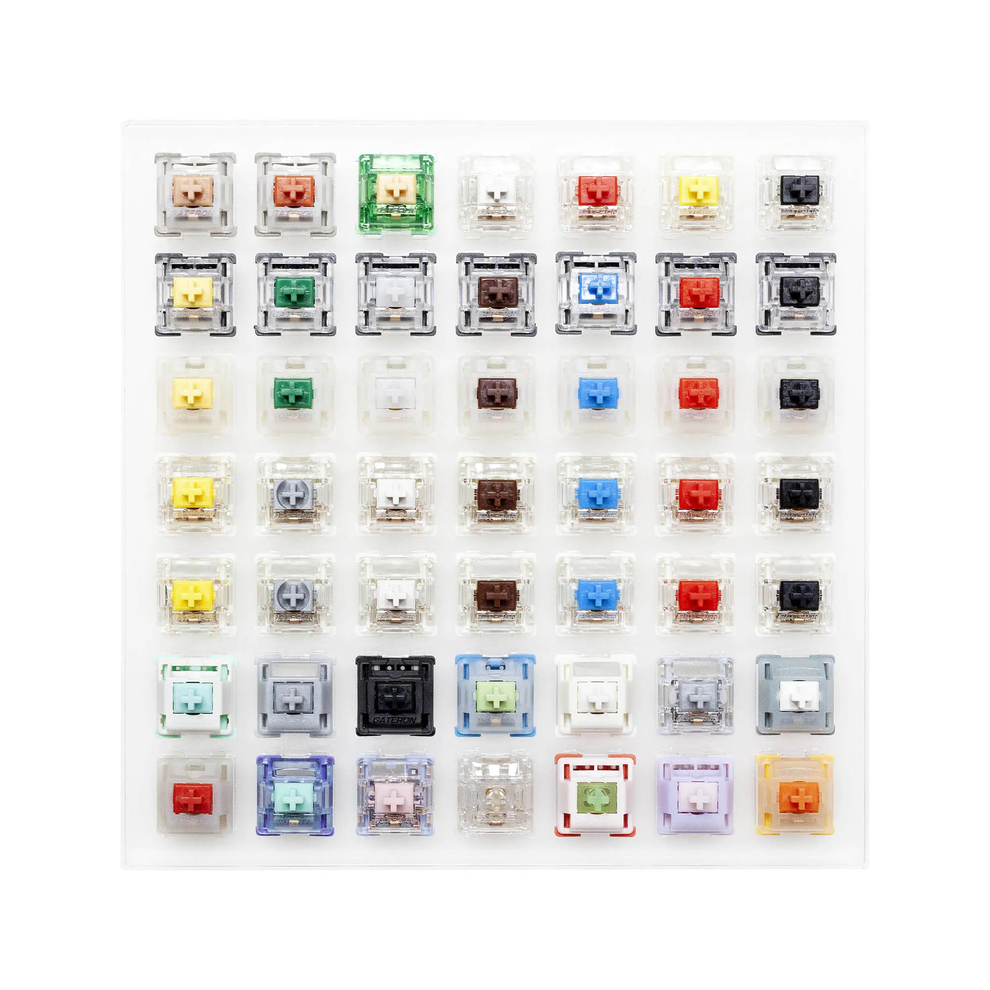 Gateron switch tester with acrylic base blank keycaps with Azure Dragon Oil King Magnetic Jade Brown Yellow Silver White Switch