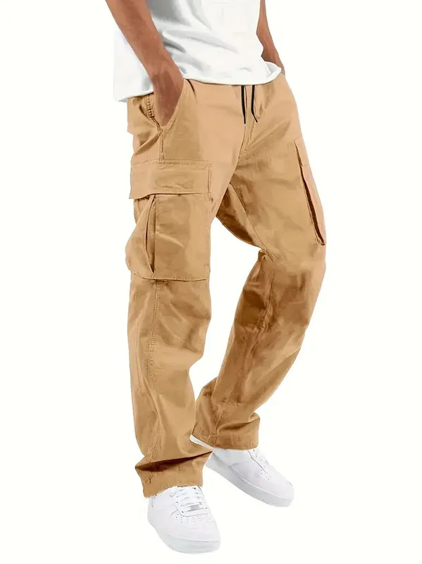 Mens Casual Jogger Pants Relaxed Fit Cargo Pants Drawstring Sweatpants Hiking Outdoor Twill Sport Pants