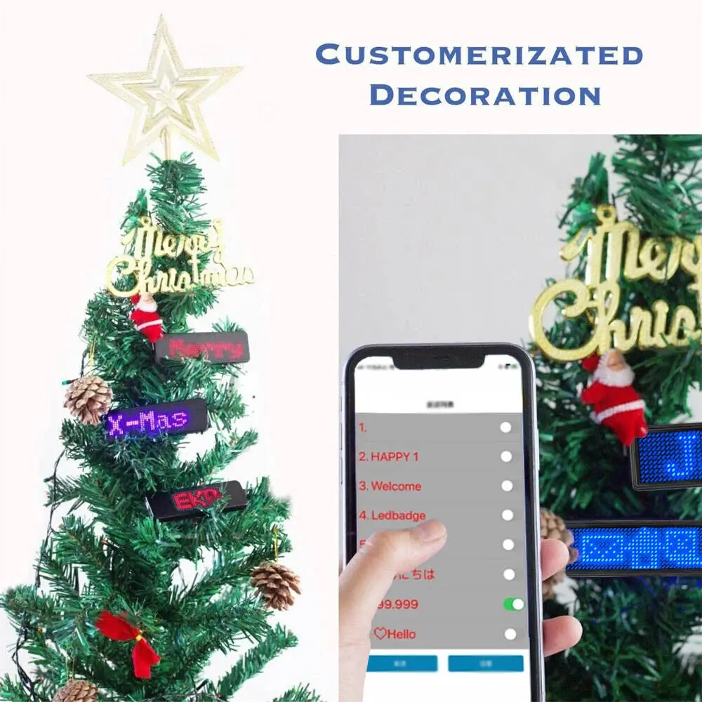 LED Bluetooth Digital Diy Programmable Charging Scrolling Name Message Tag Badge Sign