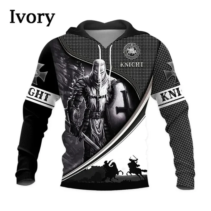 

Knights Templar Hoodies Men 3D Medieval Soldier Armor Printed Hoodie Vintage Streetwear Fashion Sports Pullovers Womens Clothing