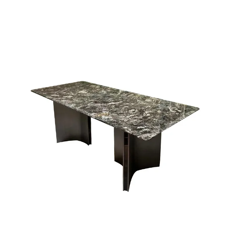 

Brazil imported platinum diamond natural luxury stone dining table Italian villa home light luxury modern high-end rectangular d