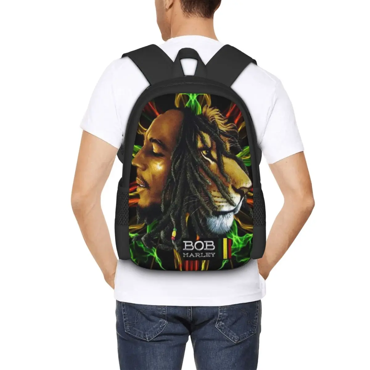 Jamaica Singer Reggae Rock Bob Marley Student Backpack School Bag Hiking Travel Daypack for Boys Girls Bookbag Shoulder Bags