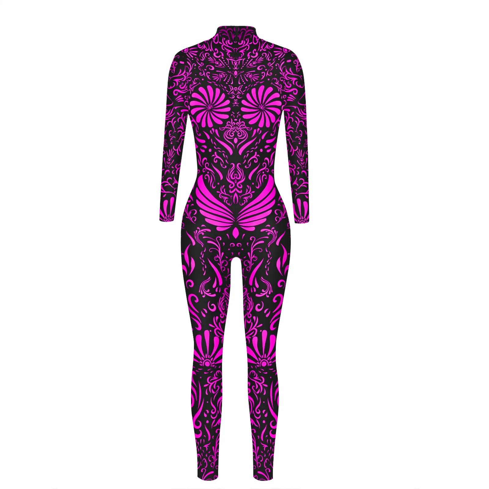 Carnival Party Geometric Line 3D Print Women Sexy Skinny Jumpsuit Halloween Cosplay Costumes Fancy Slim Bodysuit 2023 Mujer