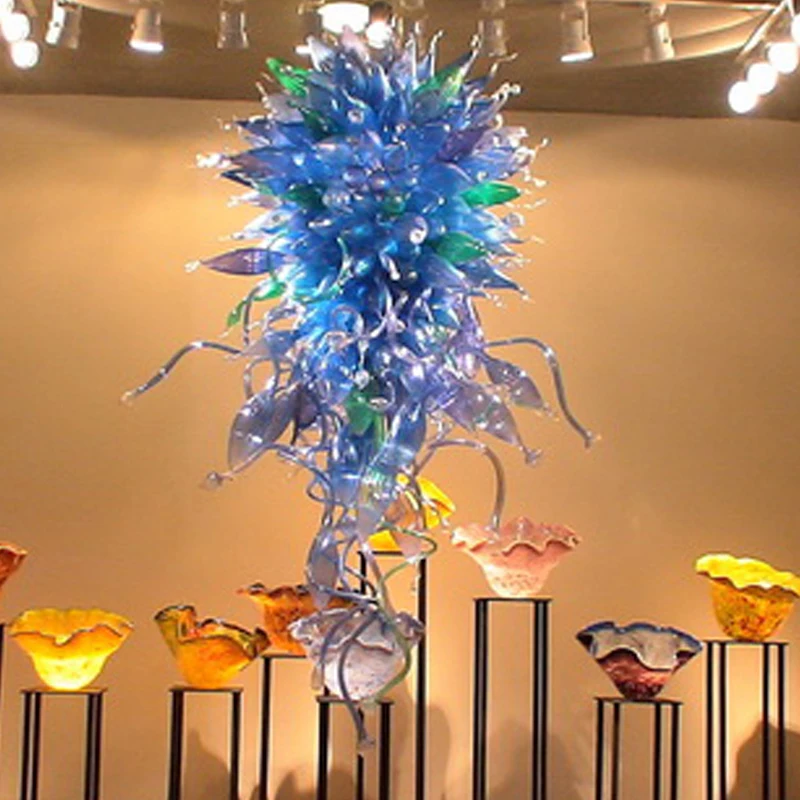 

Blue Pendant Lamps Hand Blown Glass Chandelier Light Fixtures for Home Hotel Art Decoration