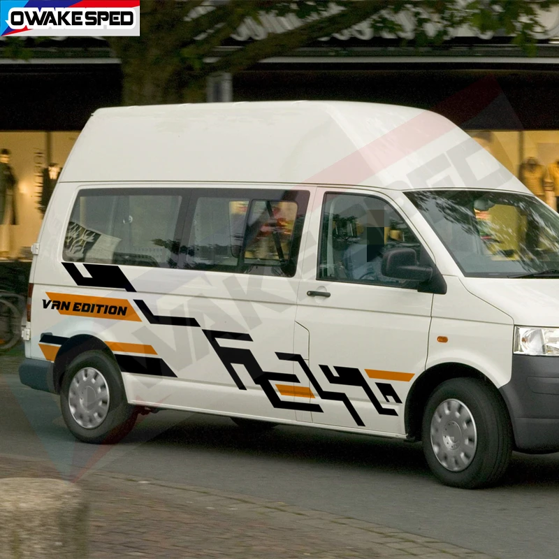 Pegatinas decorativas laterales para puertas de coche, edición Van, franjas deportivas para Volkswagen VW T5 T6 Camper, kit de vinilo personalizado para auto.