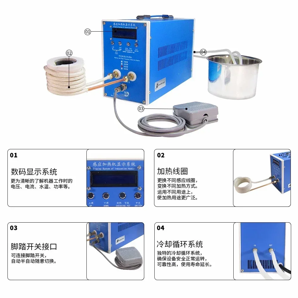 3000W High-frequency Induction Heating Machine ZVS Induction Heater Silver Gold Melting Furnace 220V 110V