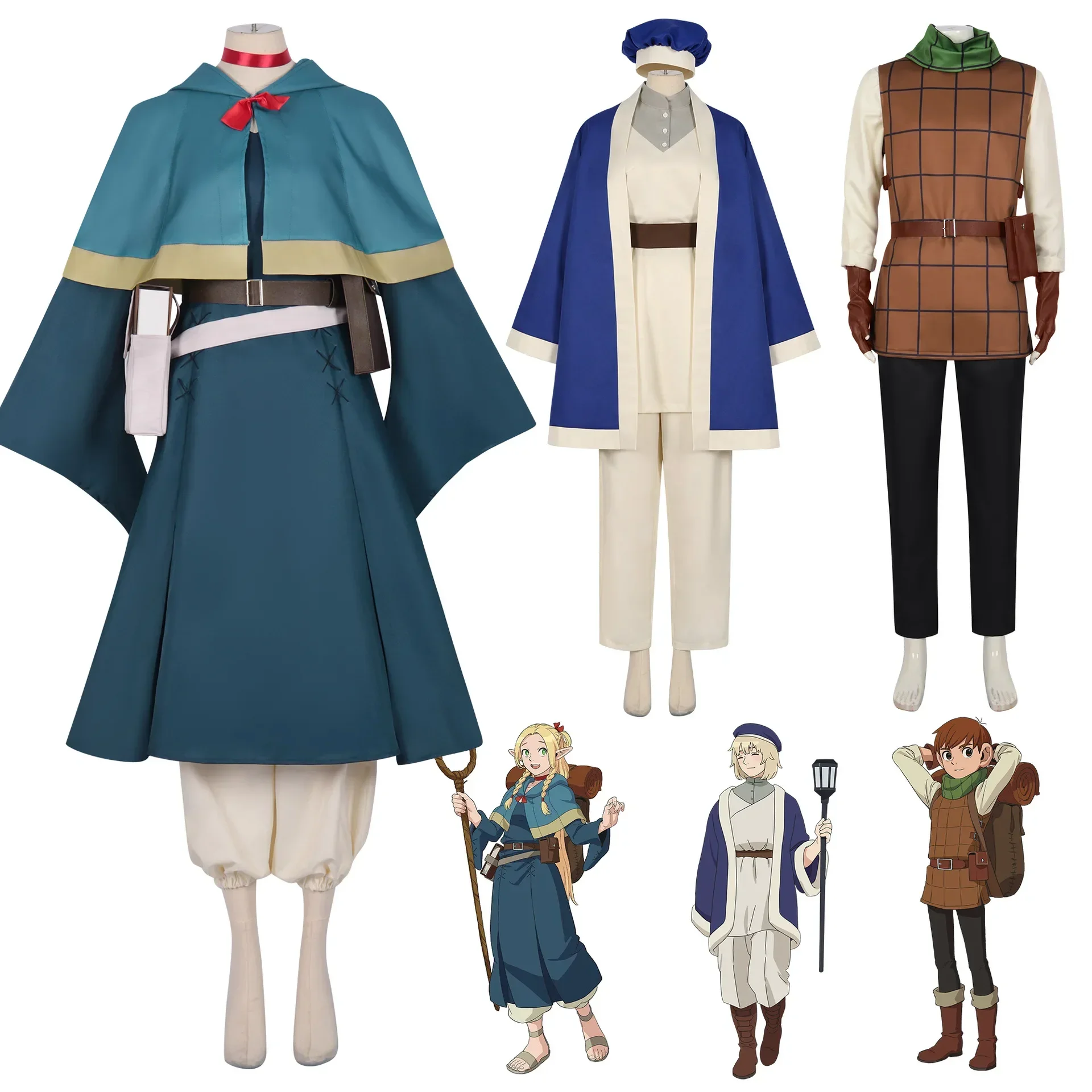 

Marcille Cosplay Izutsumi Costume Dress Cape Anime Delicious in Dungeon Clothes Outfits Halloween Carnival Party Disguise Suit
