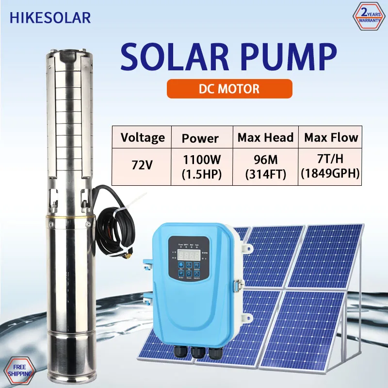 

DC 1.5HP Brushless deep well pump agricultural irrigation solar water pump Submersible Max Head 96m Max Flow 7T/H Model