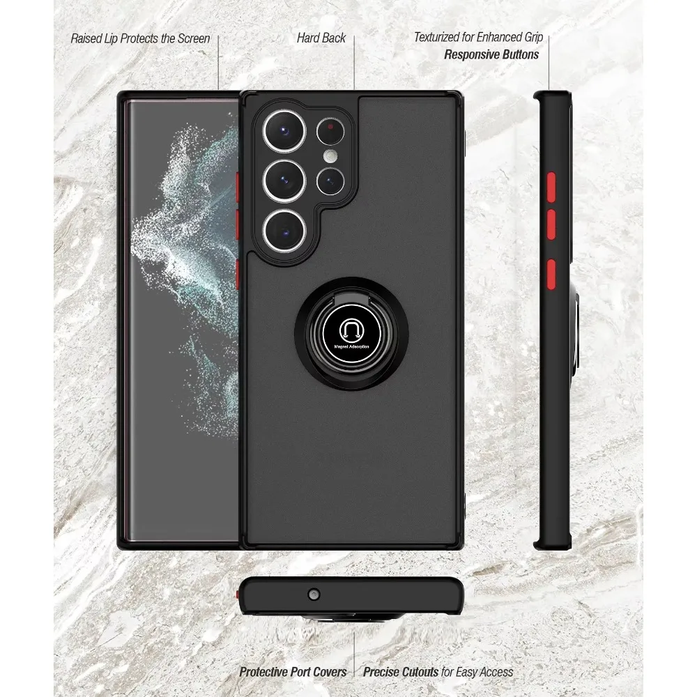 Phone Case for Samsung Galaxy S24+ S23 S22 S21 Ultra Plus FE 5G A15 A25 A55 A35 A54 A14 Car Magnetic Ring Bracket Silicone Cover image 5
