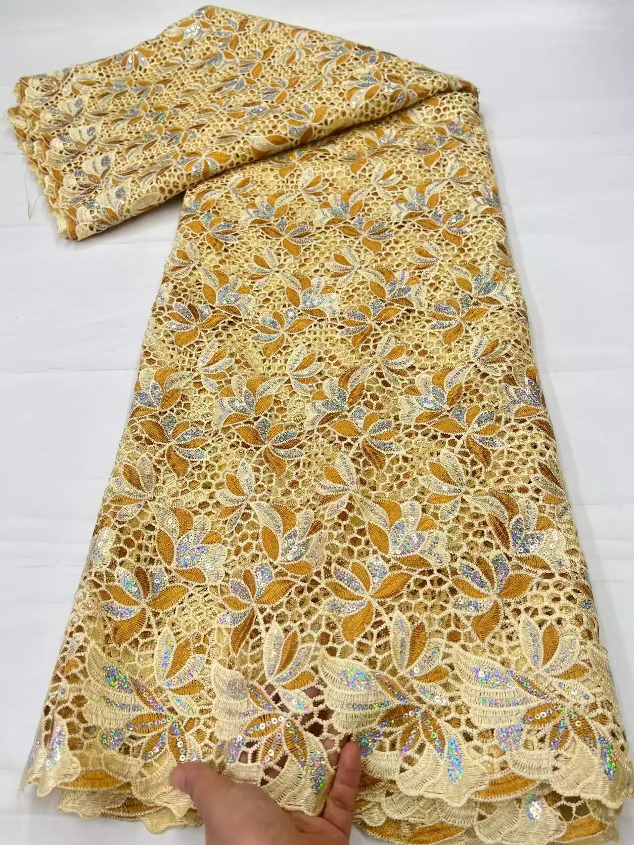 Afrykańska koronka z cekinami  – Embroidery Net Fabric recenzja i cena