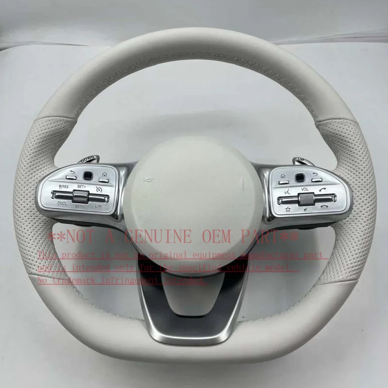 For Mercedes Benz A180L C200L E300 GLC260 GLA200 Old To New Beige Leather AMG Steering Wheel Cover Horn