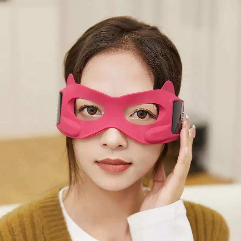 Draagbare LED-display oogmassager Donkere cirkel verwijderen Massage Anti-rimpels Gezichtsoog EMS Verwarmde stimulator Siliconen maskerapparaat