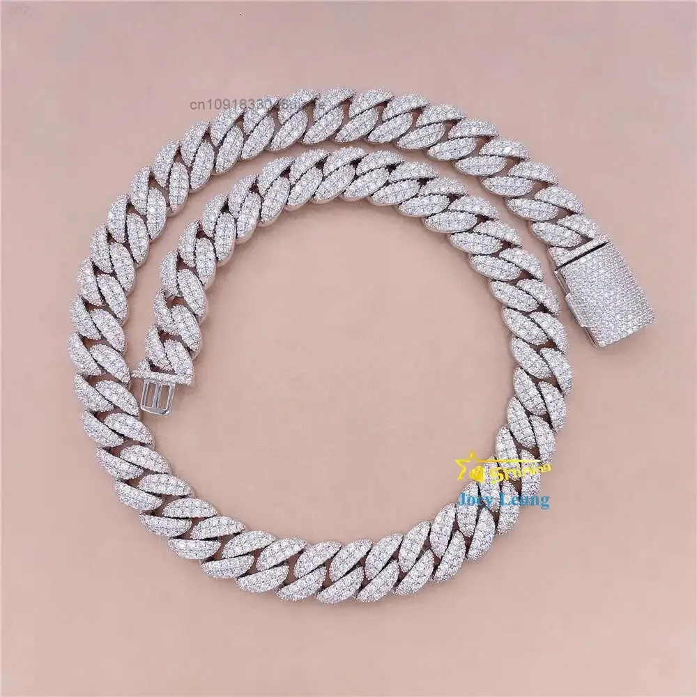 

Gra Certificate Pass Diamond Tester Vvs Moissanite Diamond 12mm Round Edged Hip Hop Jewelry Iced Out Cuban Link Chain Necklaces