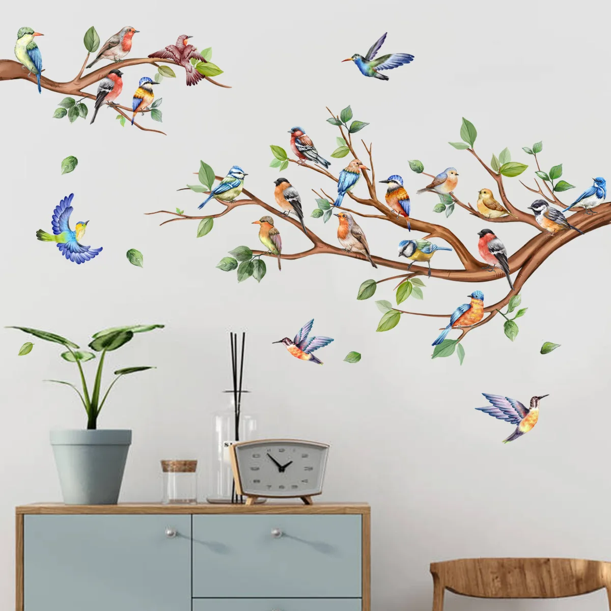 

T54# Branch Bird Wall Sticker Kids Room Background Home Decoration Mural Living Room Wallpaper Funny Decal