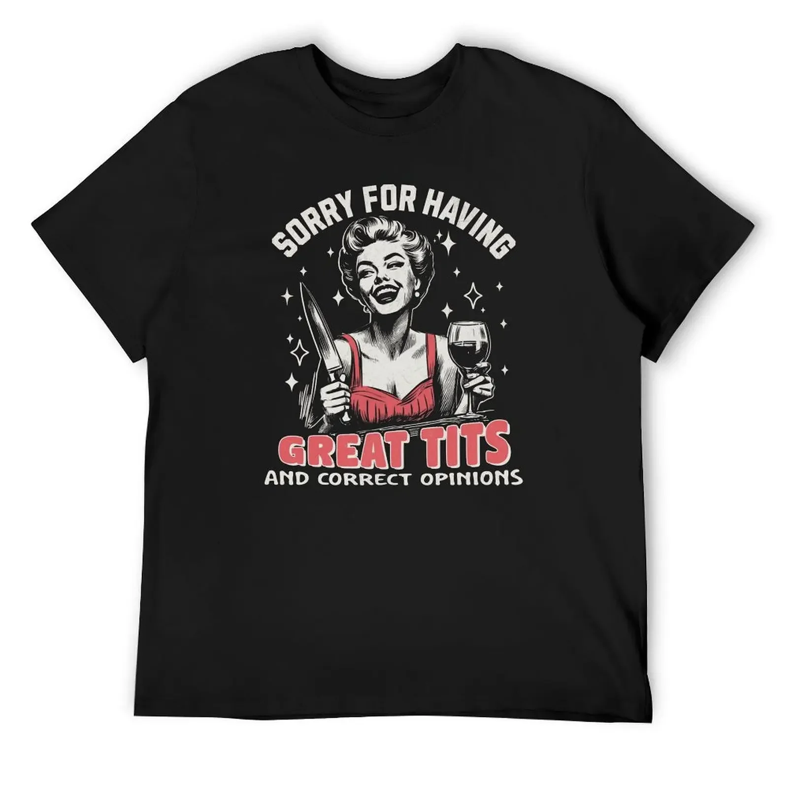 

Sorry For Having Great Tits - Vintage Pinup Girl Drawing T-Shirt summer shirt korean fashion mens fashion