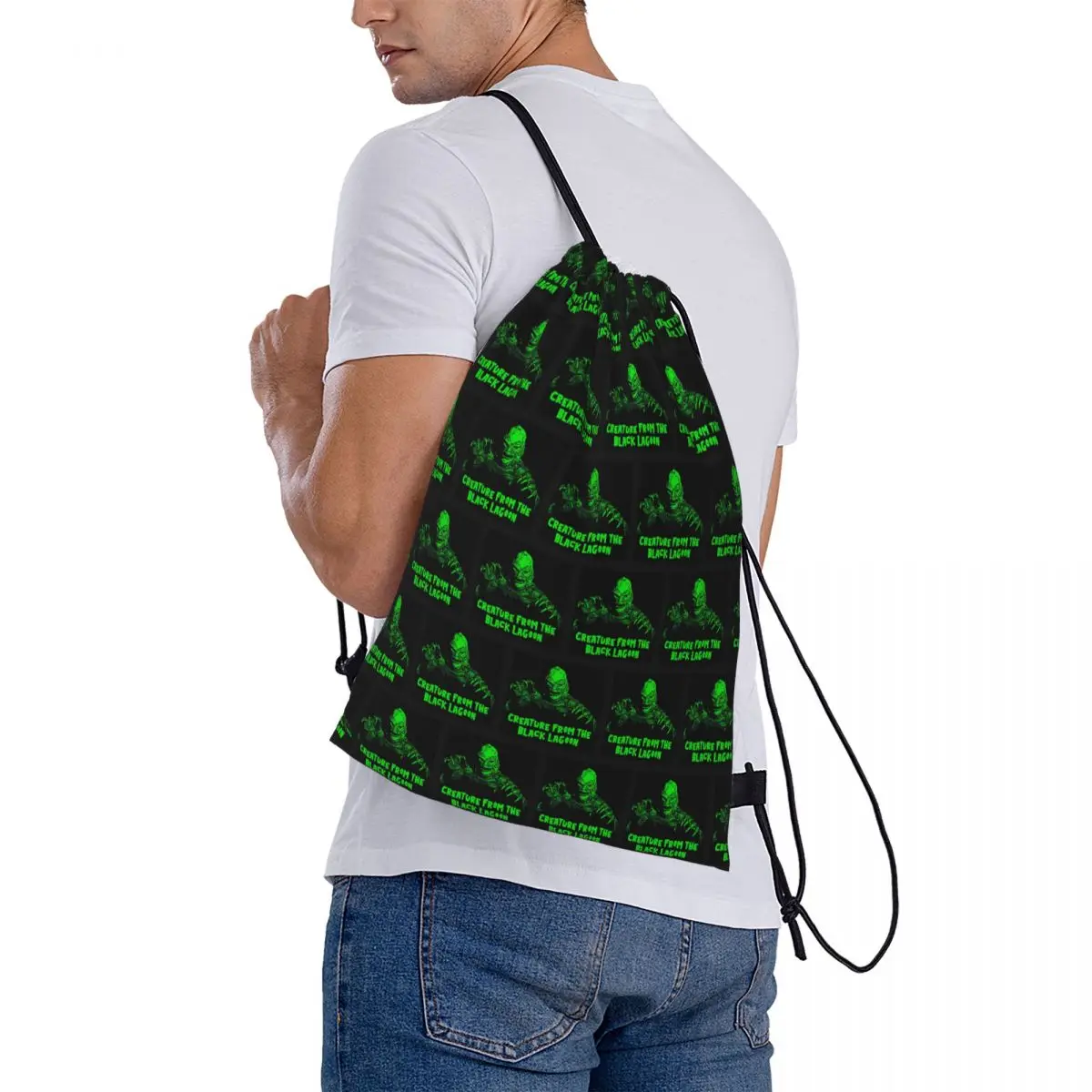 Black Lagoon Monster Backpacks Portable Drawstring Bags Storage Bag Book Bags for Man Woman School