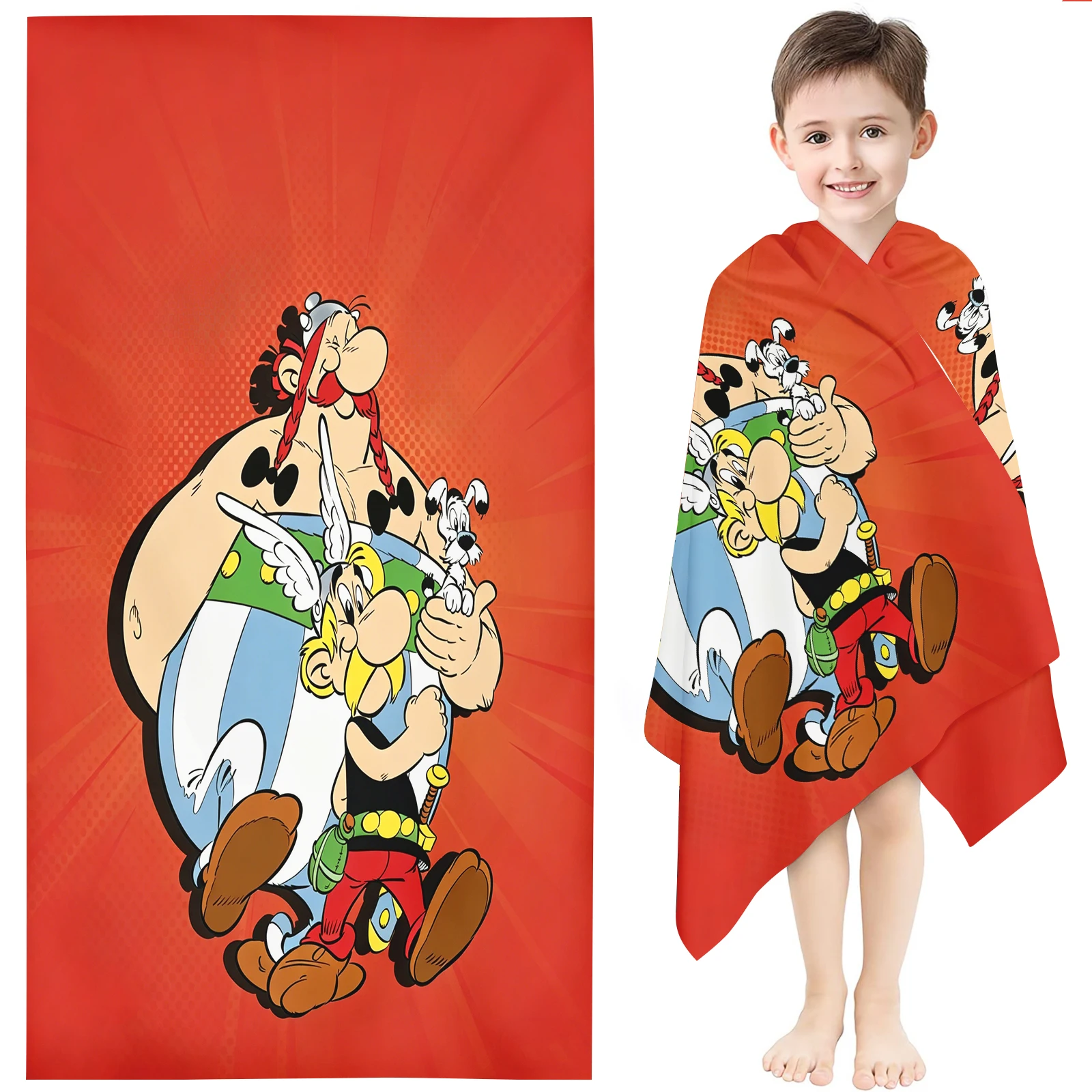 Asterix The Gaul Beach Towel Kids Cartoon Obelix Idefix Print Microfiber Quick Dry Bath Towel For Swimming Camping Travel - view 5