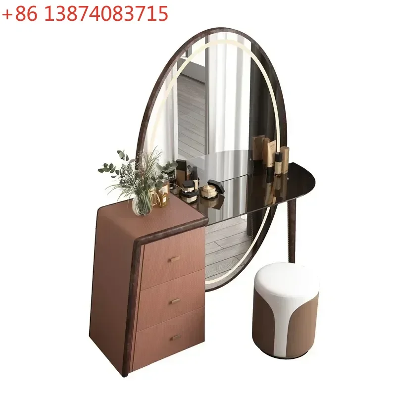 Bedroom Makeup Table Storage All-in-One Cabinet  Minimalist Dressing Table Floor Large Makeup Mirror