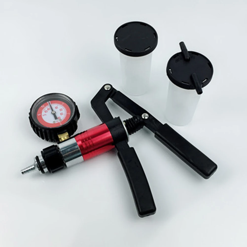 

Hand-Held Vacuum Pump Brake Bleeder Kit Manual Workshop Pump with Pressure Gauge Reservoir Adaptor for Brake Fuel Line Bleeding